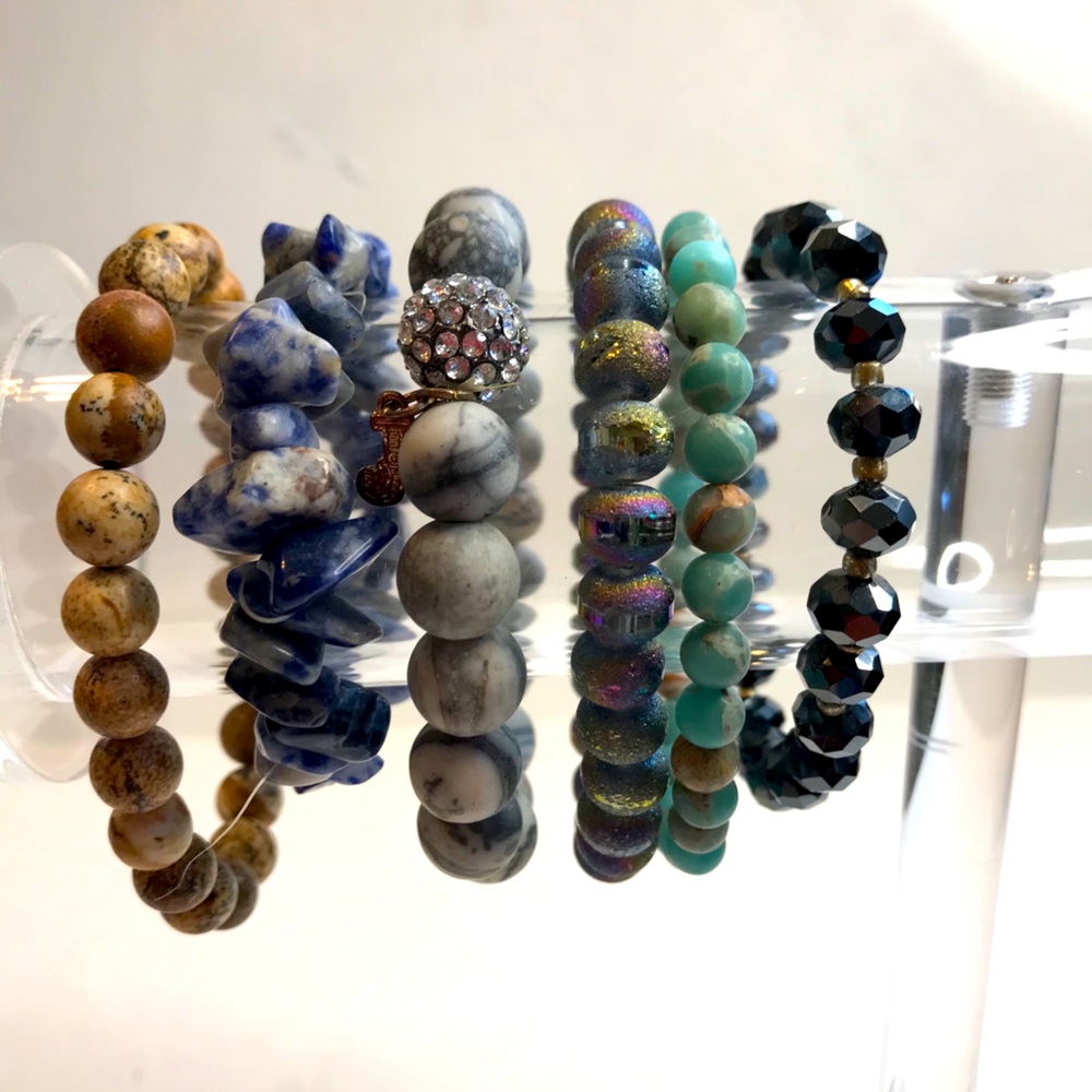 Set of 6 Stretch Stone Bracelets